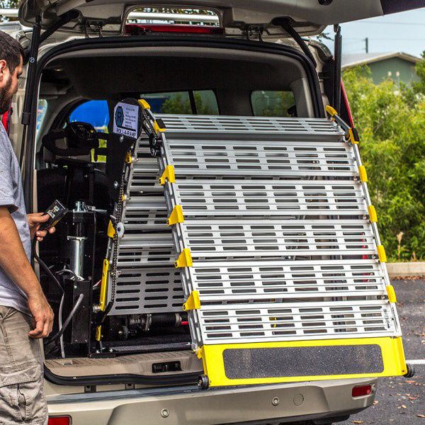 Roll-a-ramp in a van